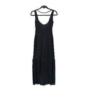 Tadashi Black Mermaid Dress Gown Sheer Front Drape Back Size Small